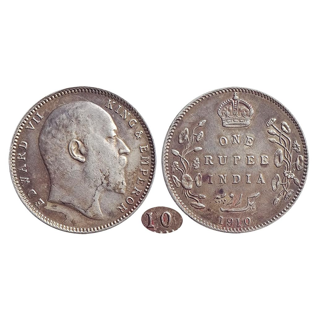 British India, Edward VII, 1910 AD, Bombay Mint, Silver Rupee
