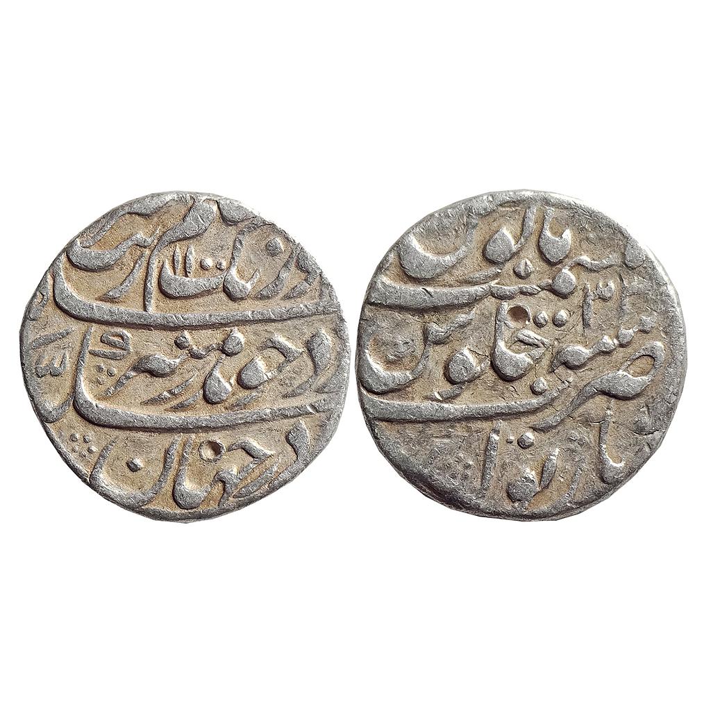 Mughal, Aurangzeb, Narnol Mint, “Badar-e-munir” Couplet, Silver Rupee