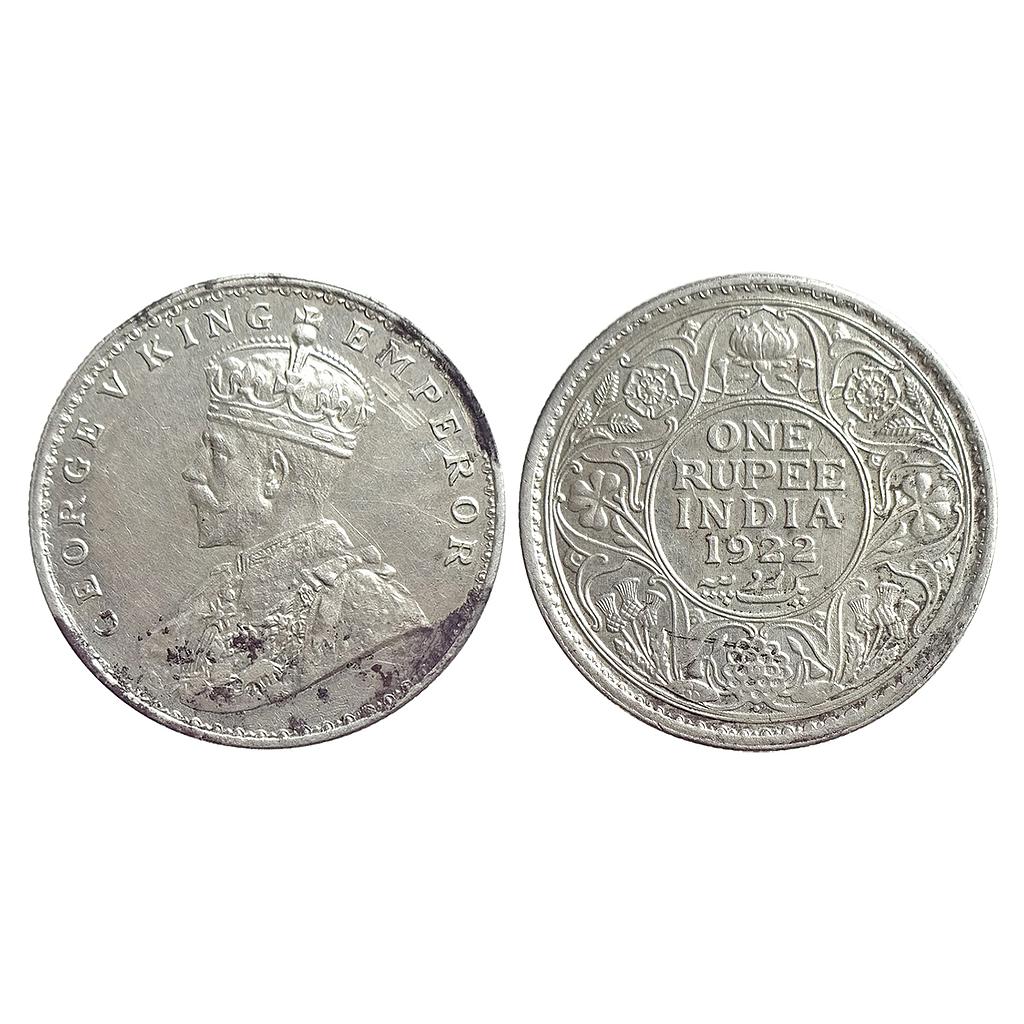 British India, George V, 1922 AD, Bombay Mint, Silver Rupee
