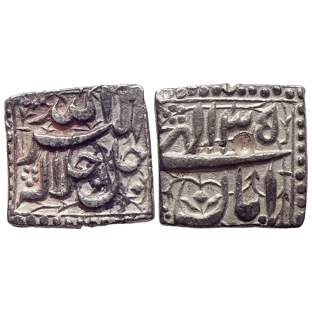 Mughal Akbar Mintless Type Ilahi Month Aban Scorpio Silver Square Rupee