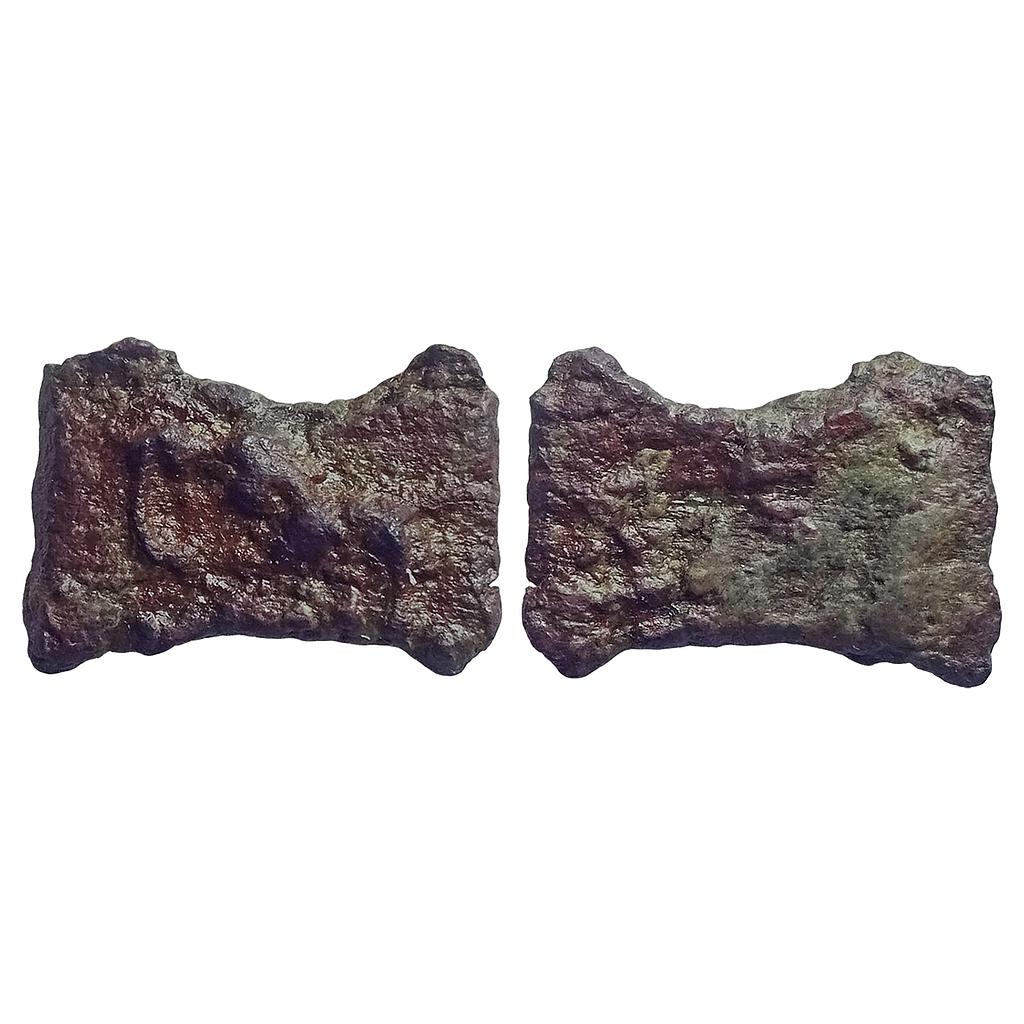 Ancient, Post-Mauryan, Kaushambi Area (Vatsa), Elephant walking to left, Damru Shaped, Copper Unit