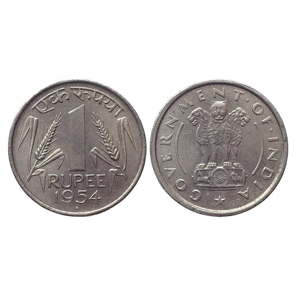Republic India Bombay Mint 1954 AD Nickel 1 Rupee