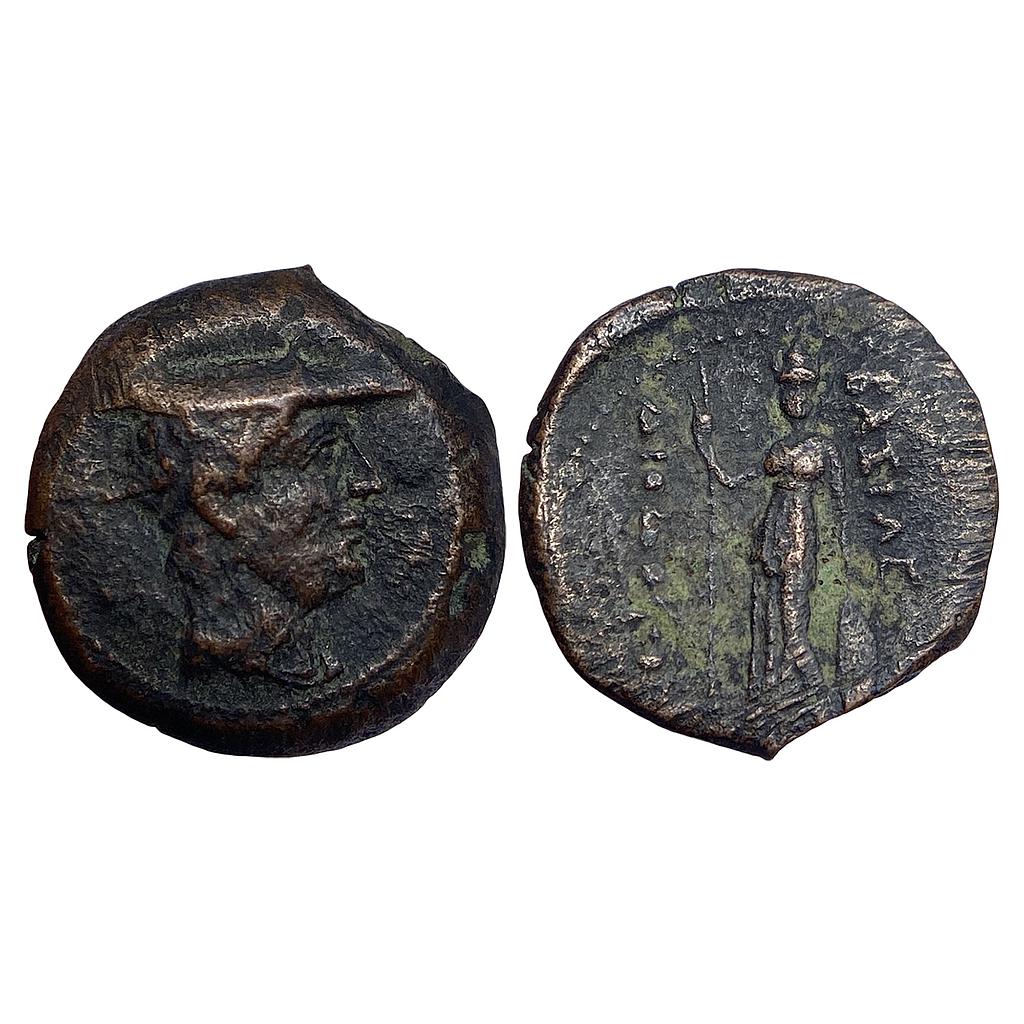 Ancient Greco Bactrians Diodotus I or II Bronze Chalkous