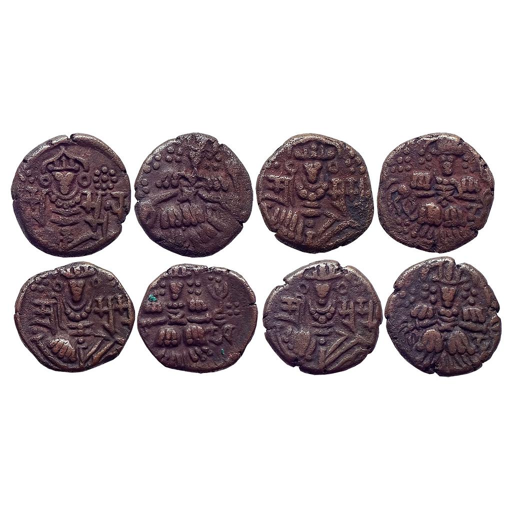 Hindu Medieval Kashmir Rajas Lohara Dynasty Sussala Deva Set of 4 Coins Copper Unit