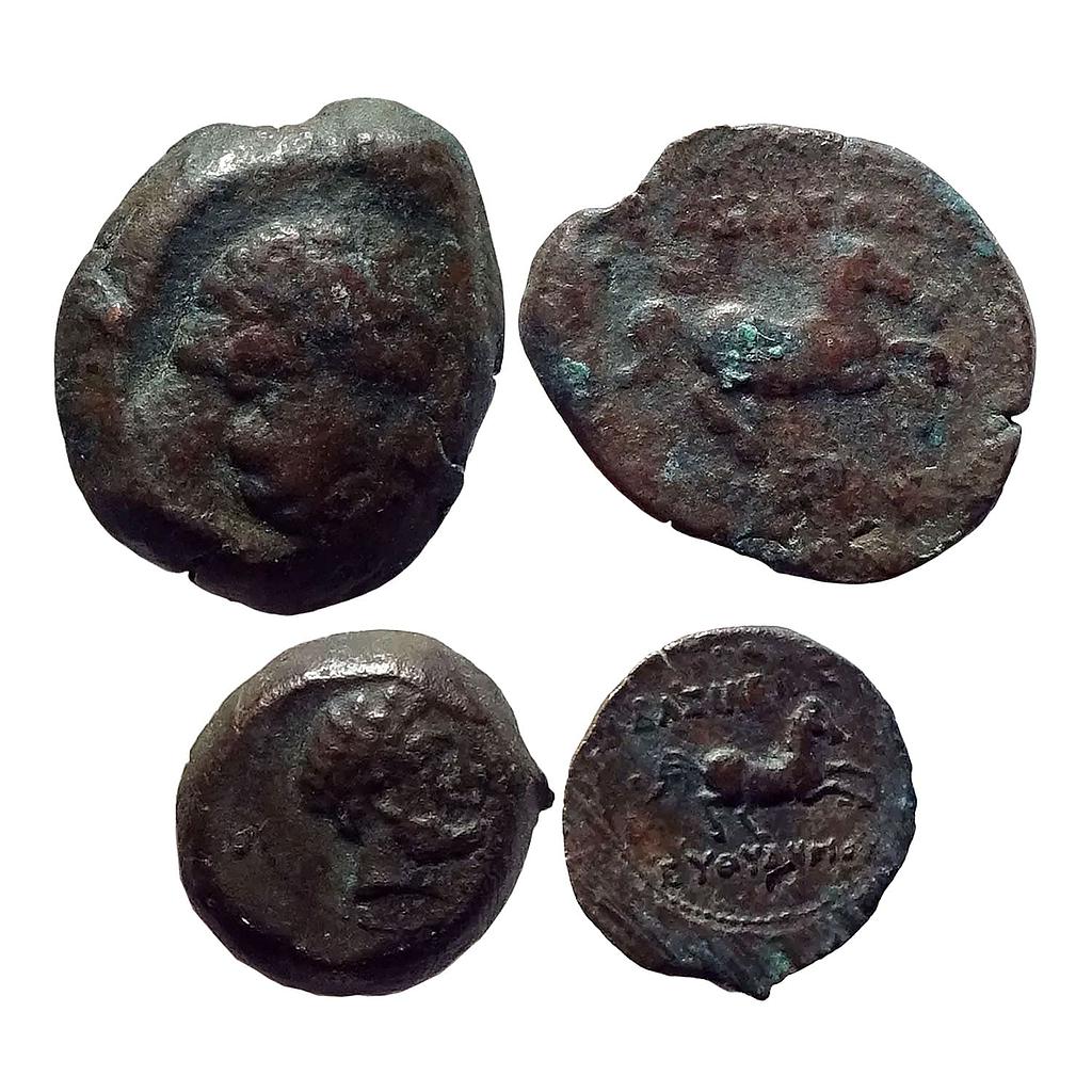 Ancient Greco Bactrians Euthydemos I Set of 2 Coins Different Weights Bronze Unit