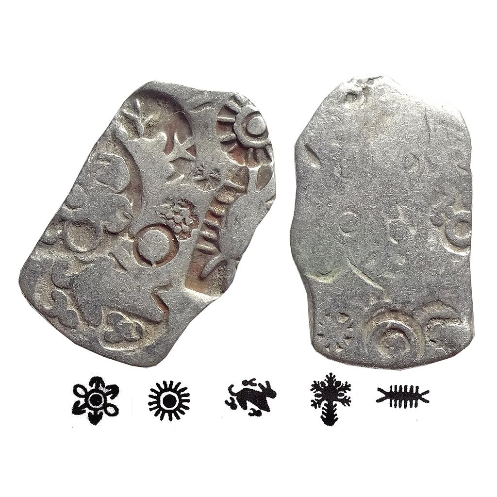 Ancient Punch Marked Coinage Mauryan Magadha Imperial Series III 307 Type Silver Karshapana