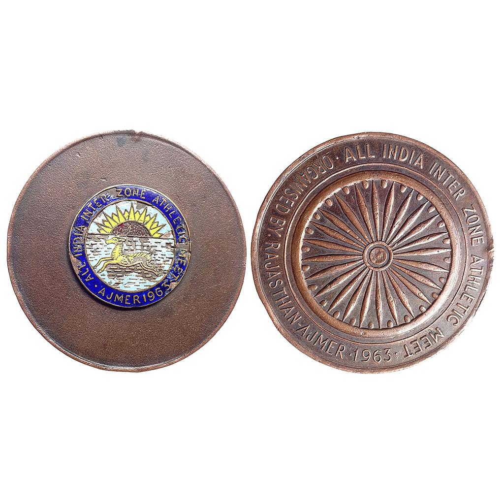 Medallion All India Inter Zone Athletic Meet 1963 AD Copper Medallion