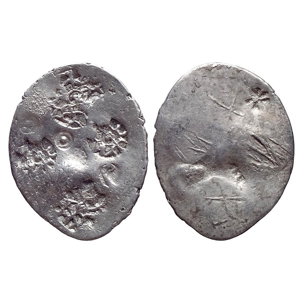 Ancient Archaic Punch Marked Coinage from middle Ganga valley Kashi Mahajanapada AABC type Silver Vimshatika