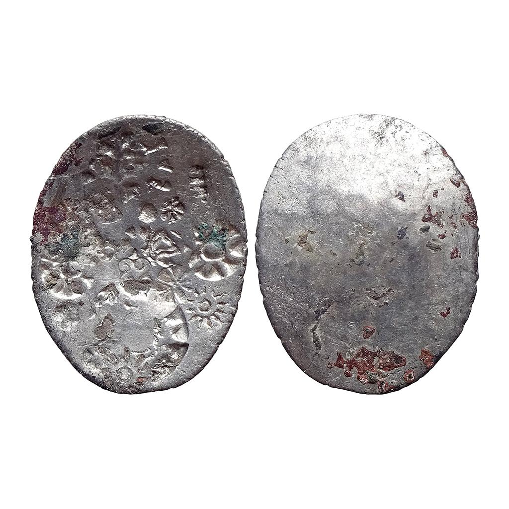 Ancient Archaic Punch Marked Coinage from middle Ganga valley Kashi Mahajanapada AABB type Silver Vimshatika