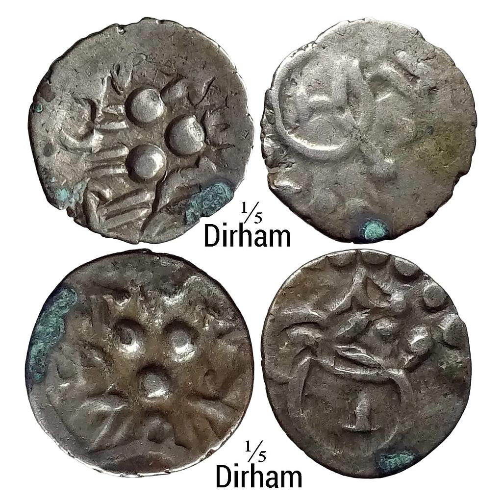 Abbasid Multan Al-Rabi No Mint Set of 2 Coins Silver Qanhari 1/5th Dirham