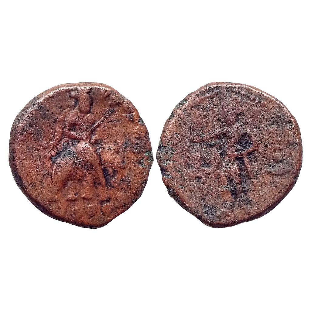 Ancient Kushanas Huvishka Elephant Rider Type Mithra Copper Tetradrachm