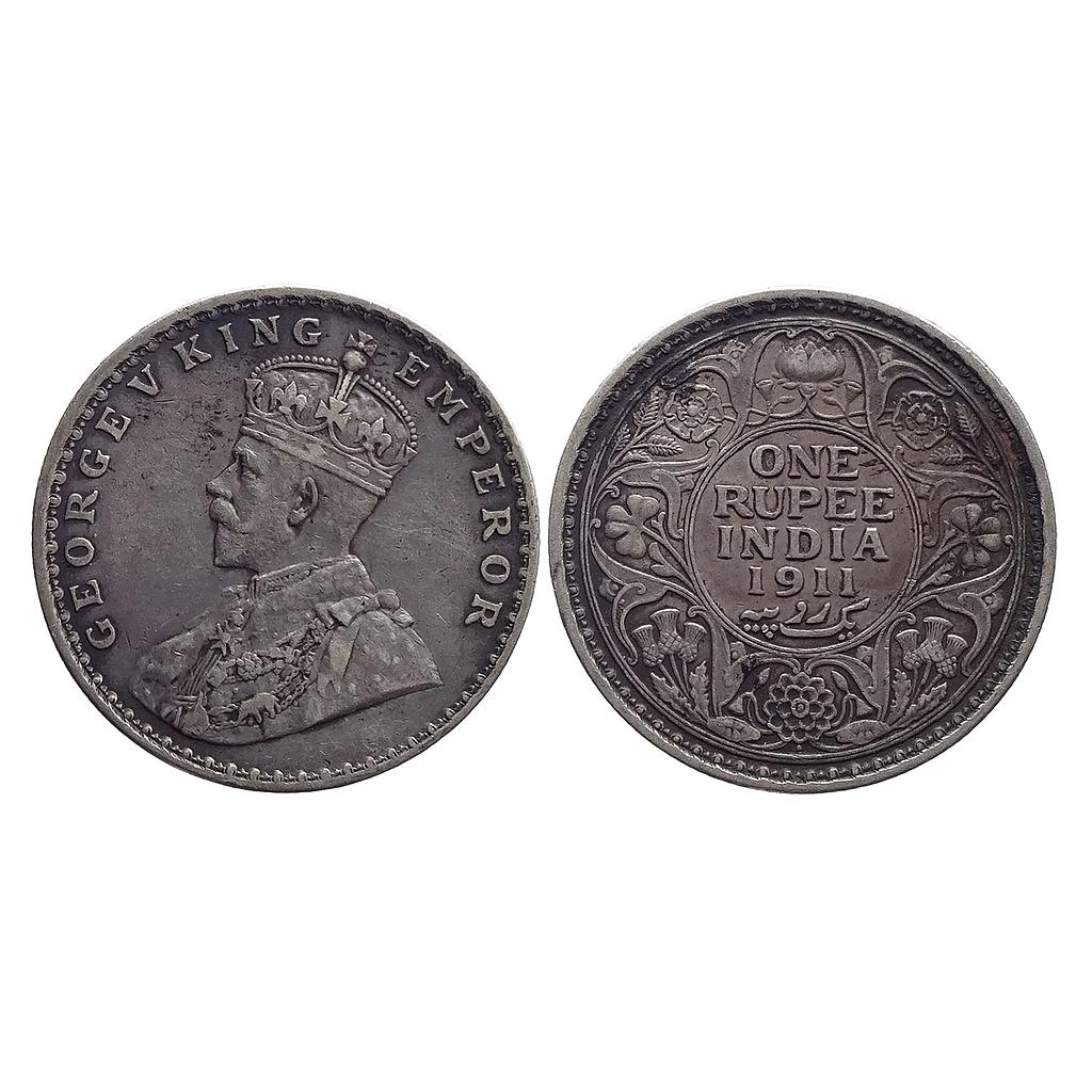 British India George V 1911 AD Bombay Mint Silver Rupee