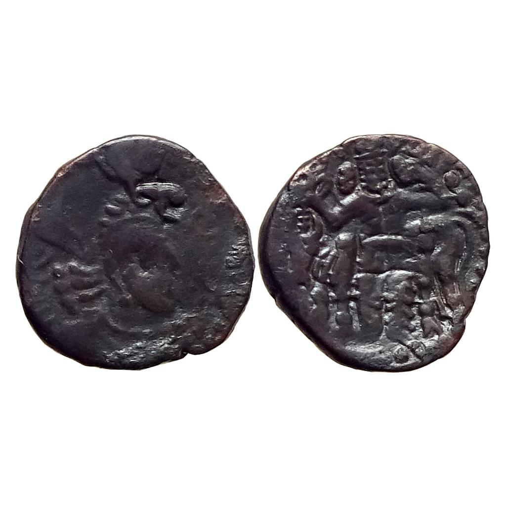 Ancient Kushano-Sassanian Hormizd I Shiva and Nandi type Copper Unit