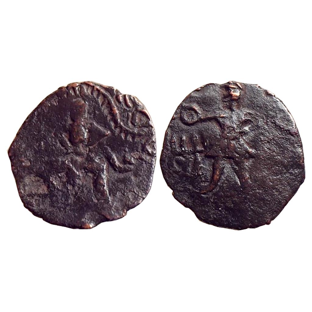Ancient Kushanas Huvishka Athsho Copper Half Drachm