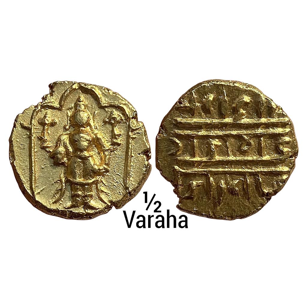 Hindu Medieval Vijayanagara Empire Aravidu Dynasty Venkatapathiraya III Gold 1/2 Varaha