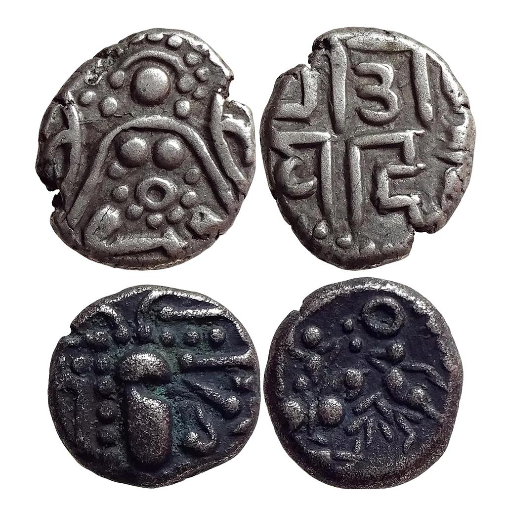 Hindu Medieval Set of 2 Coins Chauhans of Shakambari  Ajayapala Deva &amp; Paramaras of Malwa Gadhaiya Series Silver Unit &amp; Billon Unit