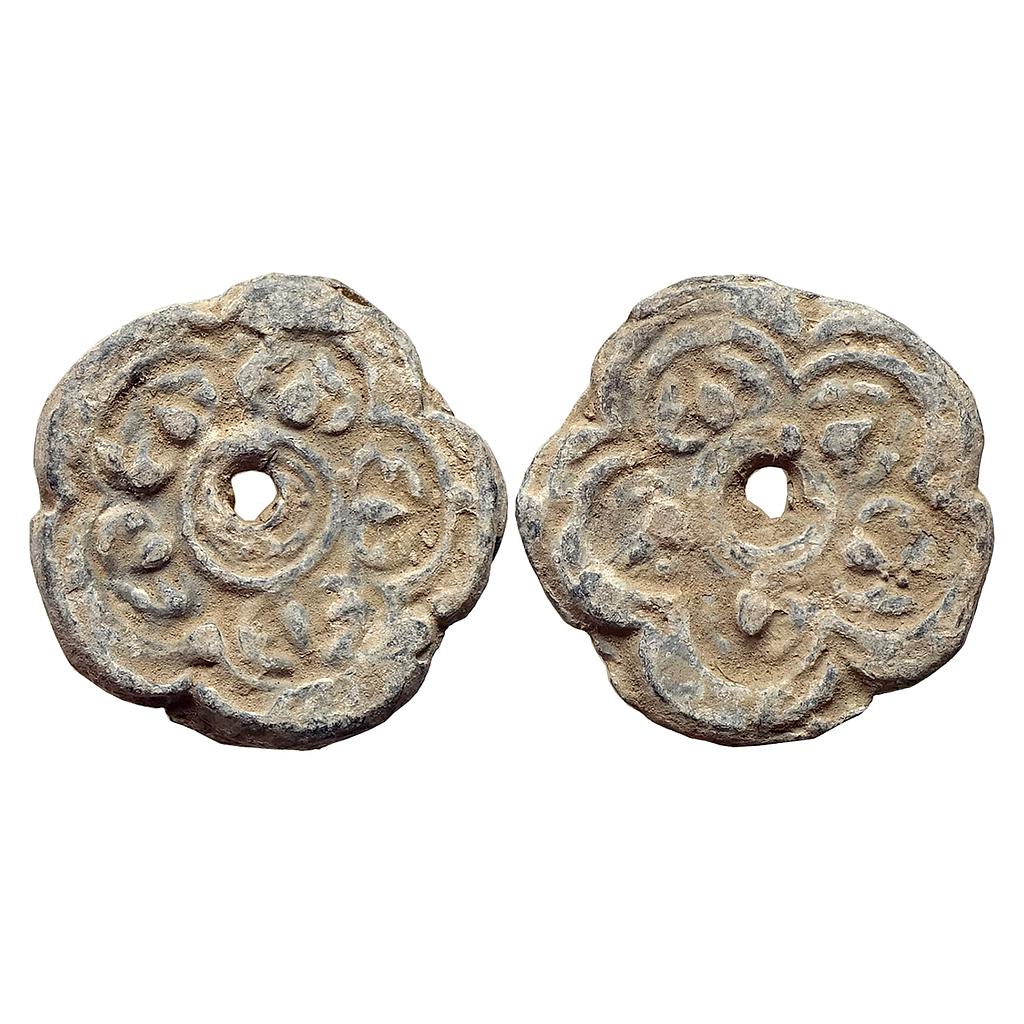 Kingdom of Angkor Lead Lotus Token from Cambodia from the time of the Khmer Empire Lead-Tin Alloy Unit