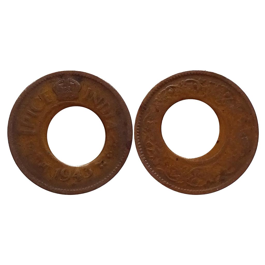 British India George VI 1943 AD Copper 1 Pice