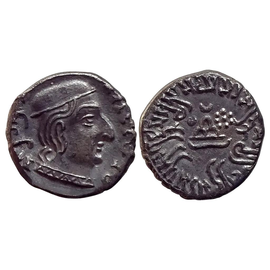 Ancient Western Kshatrapas Kardamaka Dynasty Damasena as Mahakshatrapa Silver Drachm