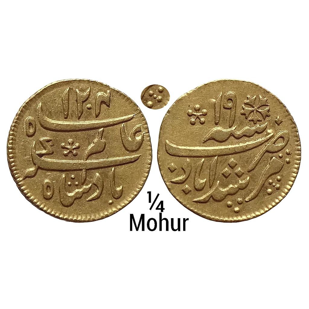 EIC Bengal Presidency INO Shah Alam II Murshidabad Mint Gold 1/4 Mohur