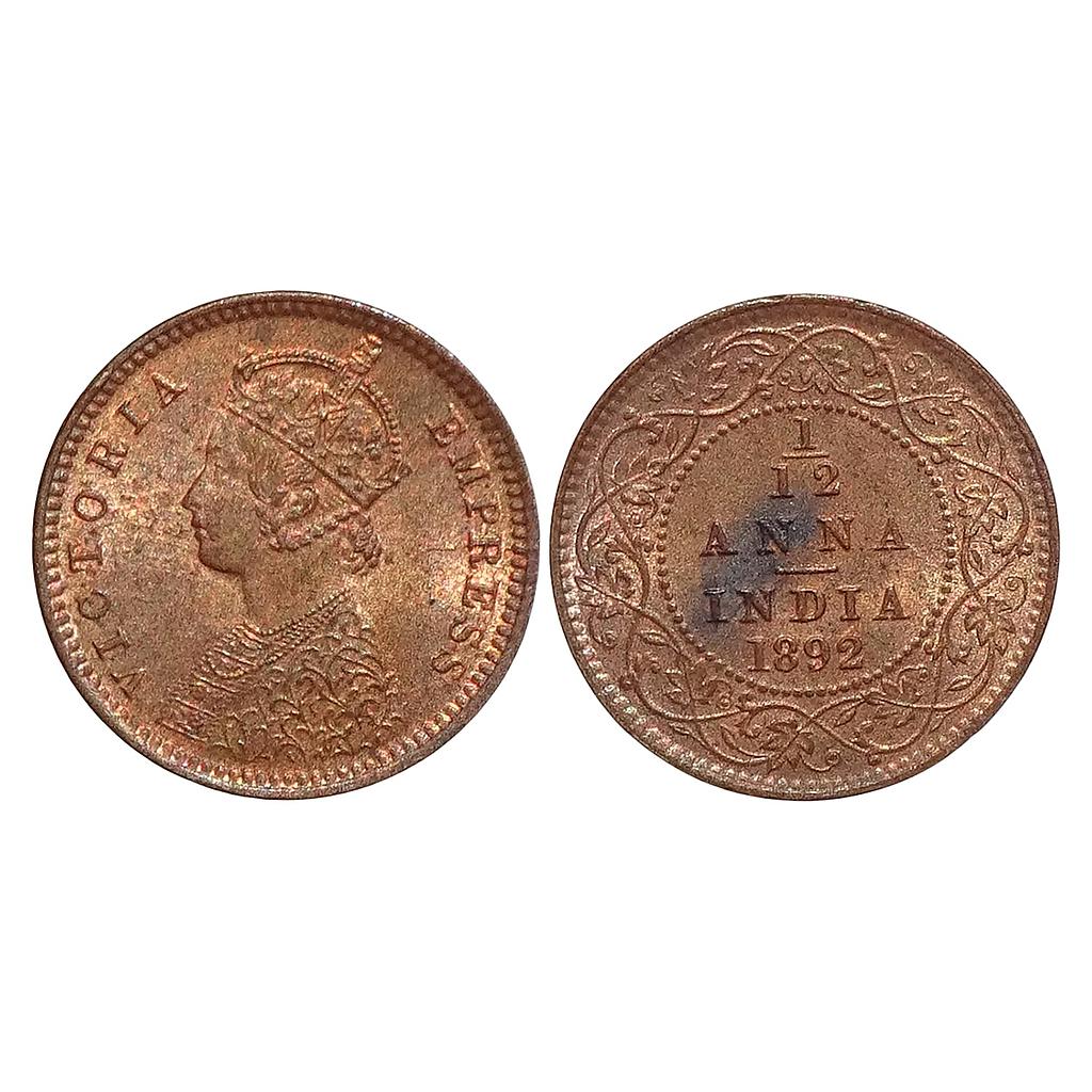 British India Victoria Empress 1892 AD Calcutta Mint Copper 1/12 Anna