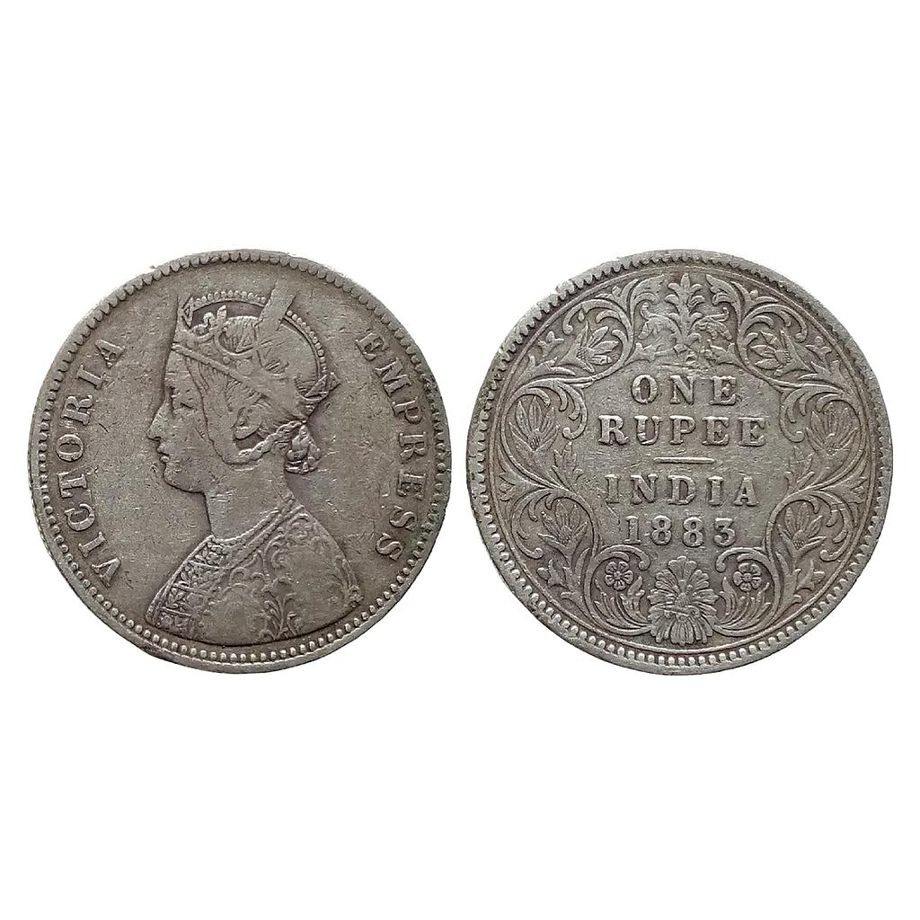 British India Victoria Empress 1883 AD Calcutta Mint A1 / I / C incuse Silver Rupee