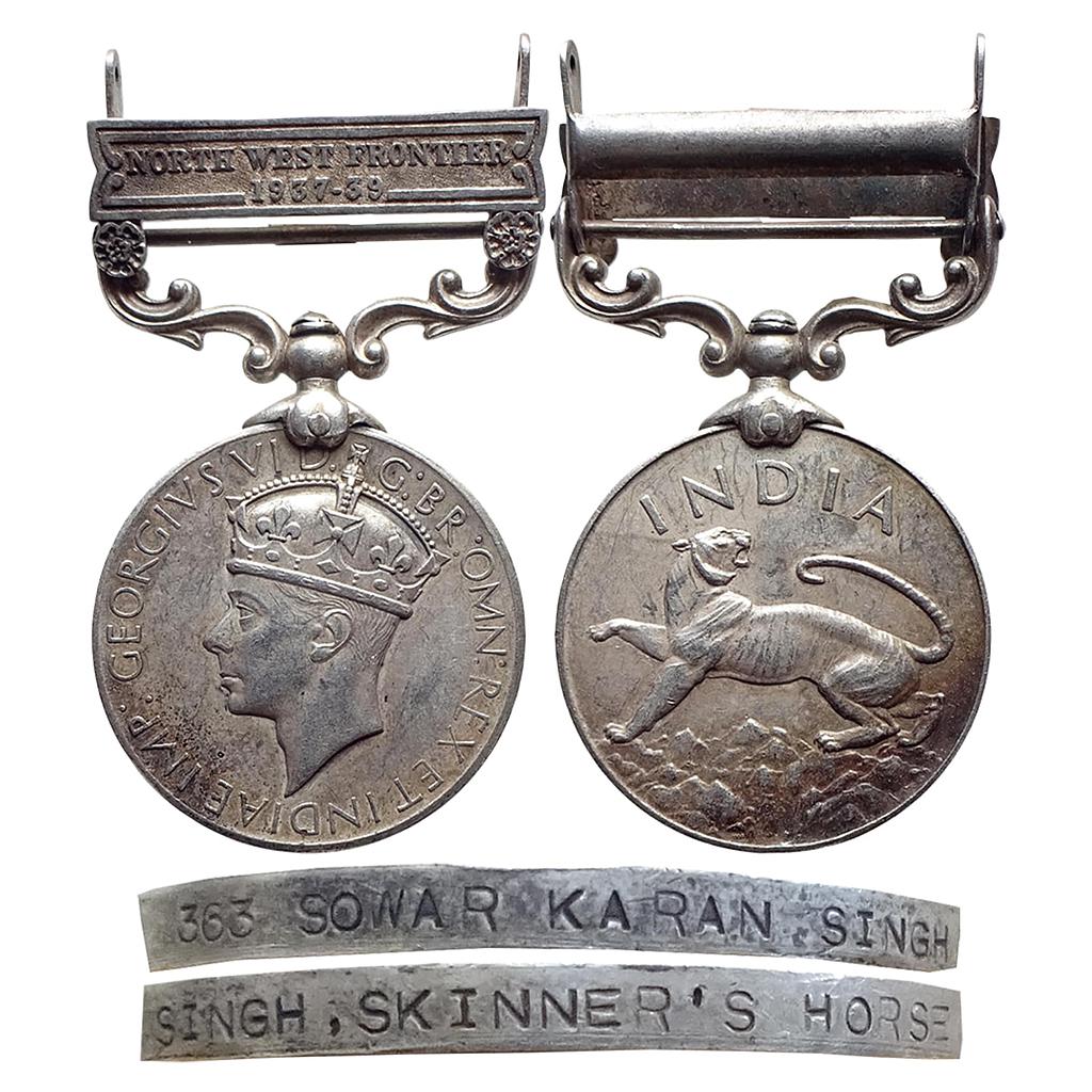 India General Service Medal George VI North West Frontier 1937-39 bar Silver Medal