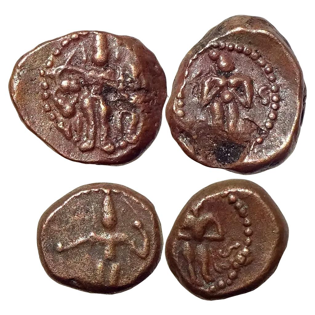Hindu Medieval Vijayanagar Feudatories Tanjavur Nayakas Set of 2 Coins Copper Kasu