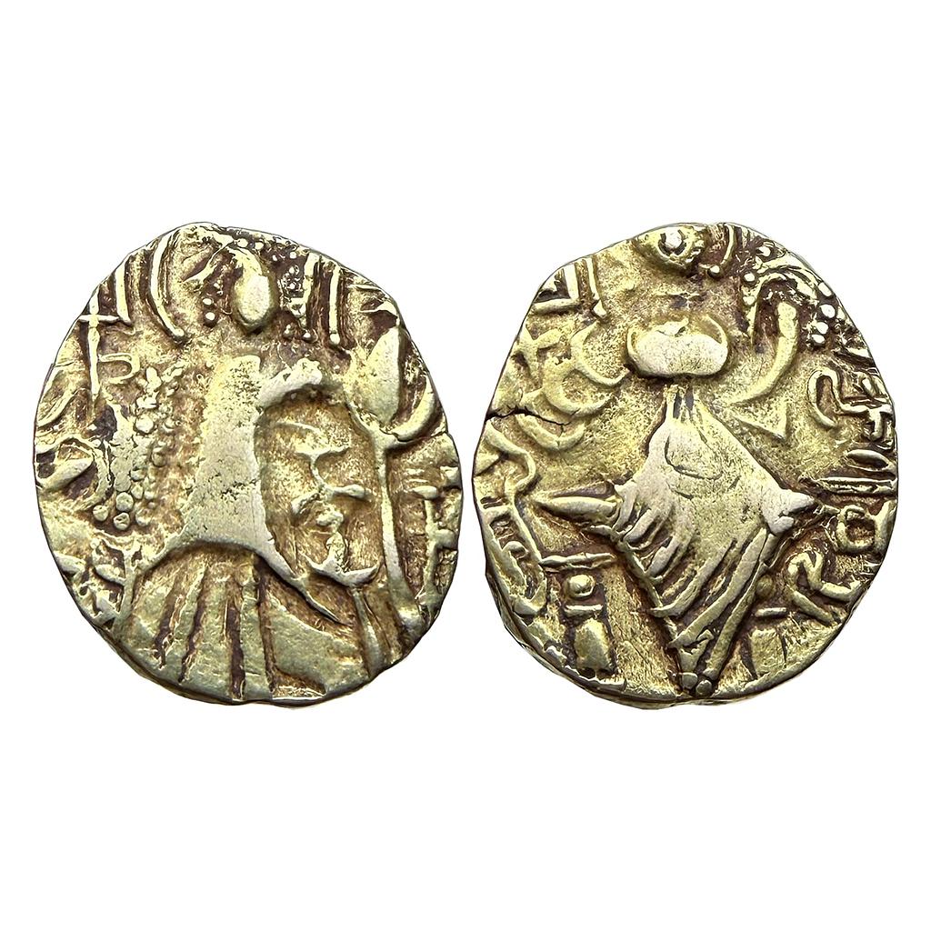 Ancient Post Kidarite Series Kritavirya Gold electrum Dinara