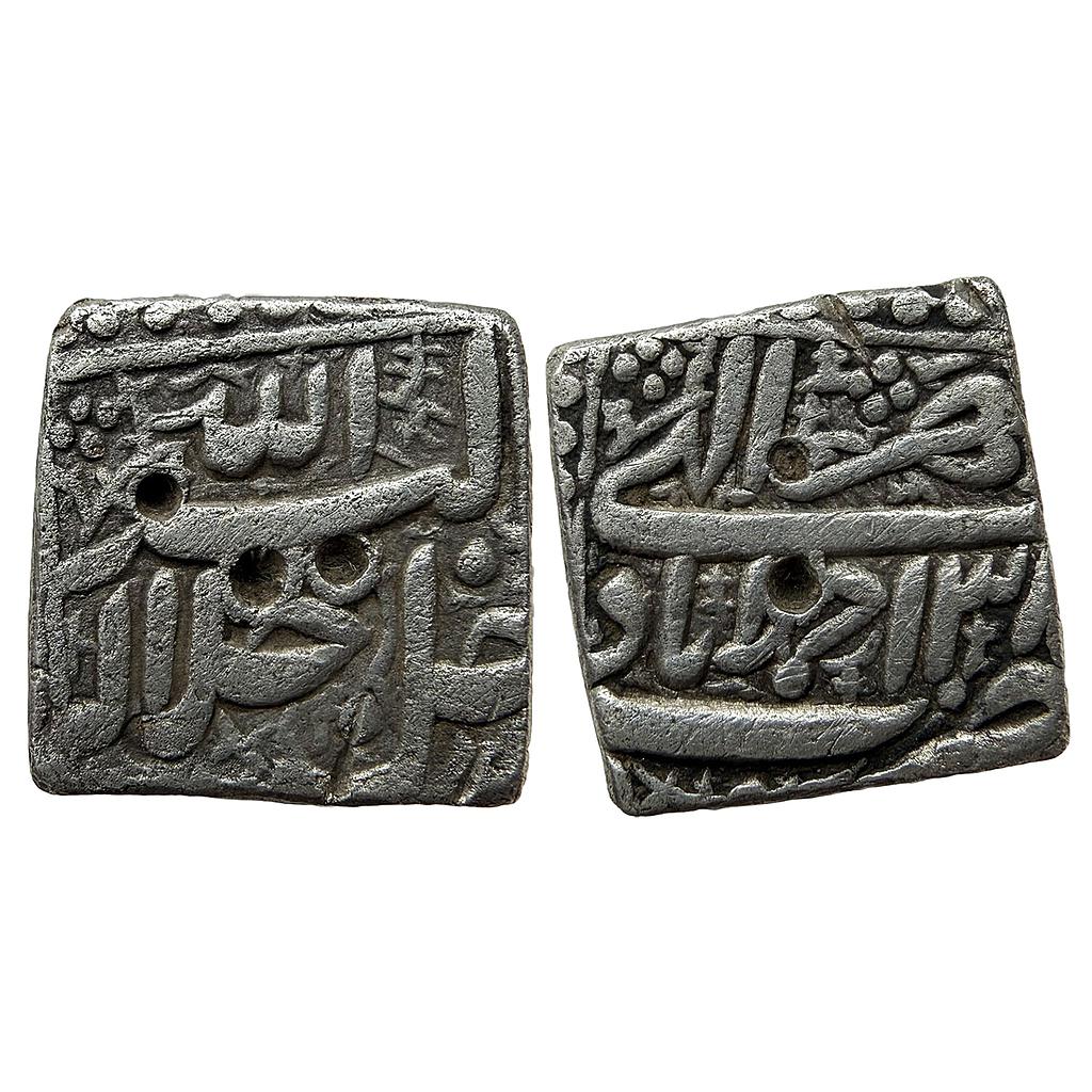 Mughal Akbar Ahmadabad Mint Ilahi Month Mihr Libra Silver Square Rupee