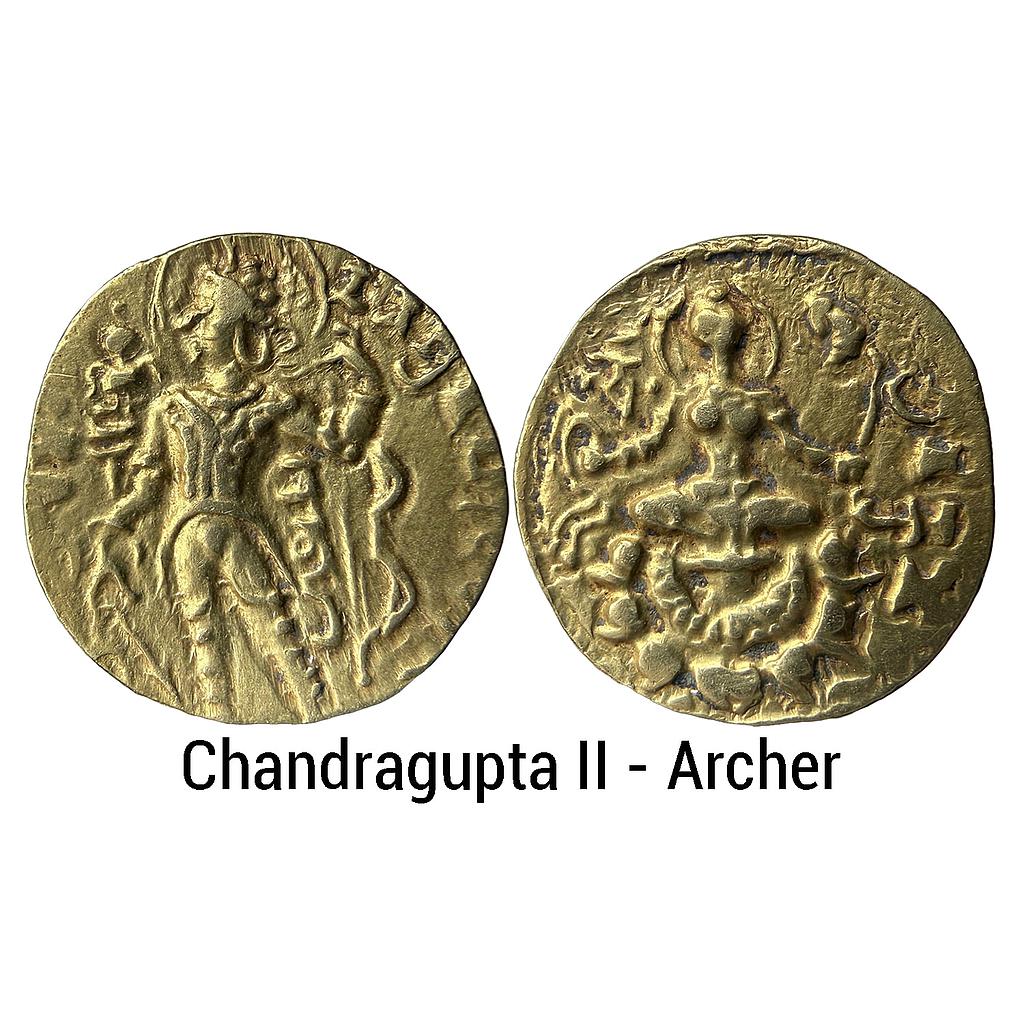 Ancient Guptas Chandragupta II Archer type Gold Dinar