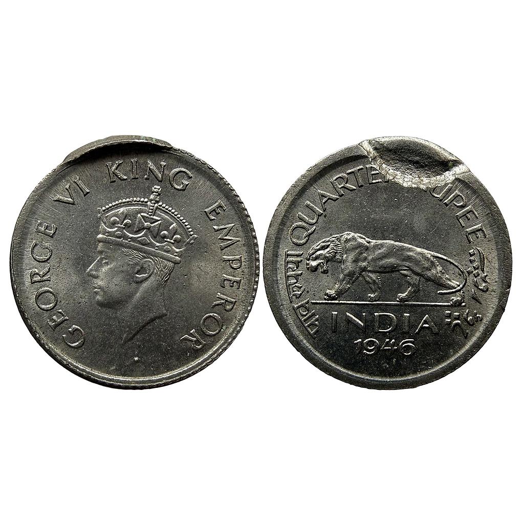 British India George VI 1946 AD Error Nickel 1/4 Rupee