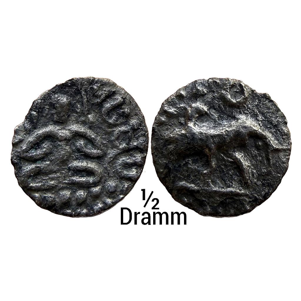 Hindu Medieval Rashtrakutas Amoghavarsha Silver 1/2 Dramma