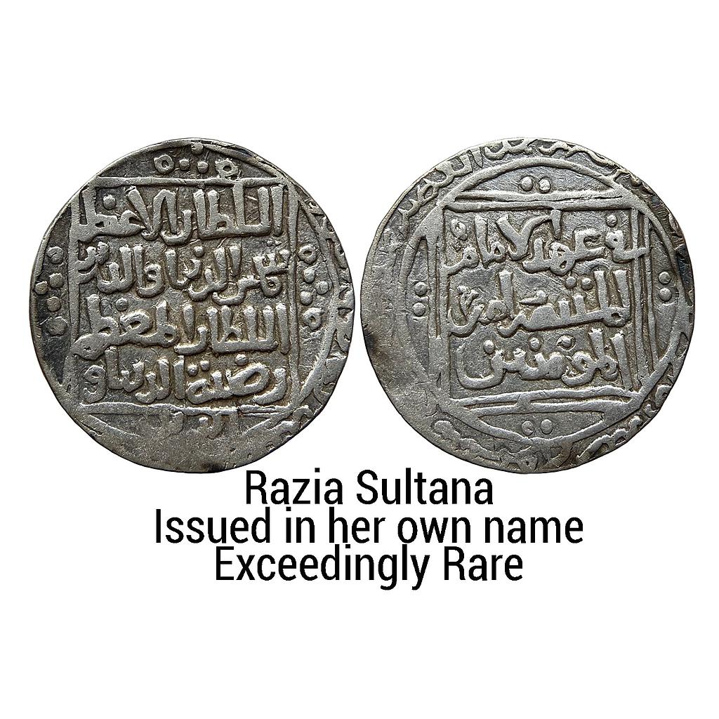 Delhi Sultan Jalalat al-din Radiyya Razia Sultana In the name of both Iltutmish &amp; Raziya Dehli Mint Silver Tanka