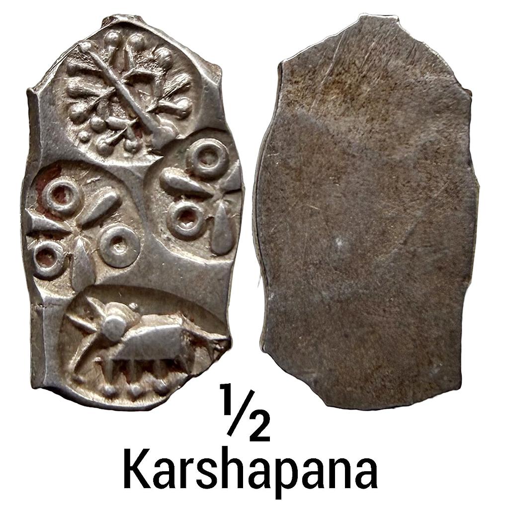 Ancient Punch Marked Coinage Godavari River Valley Vidarbha Region Silver 1/2 Karshapana