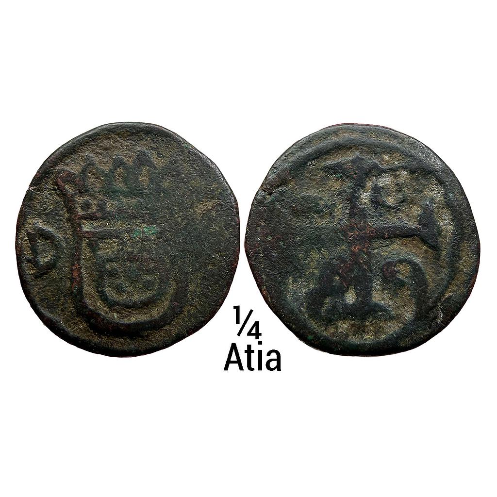 Indo Portugues Diu John V 1750 AD Copper 1/4 Atia