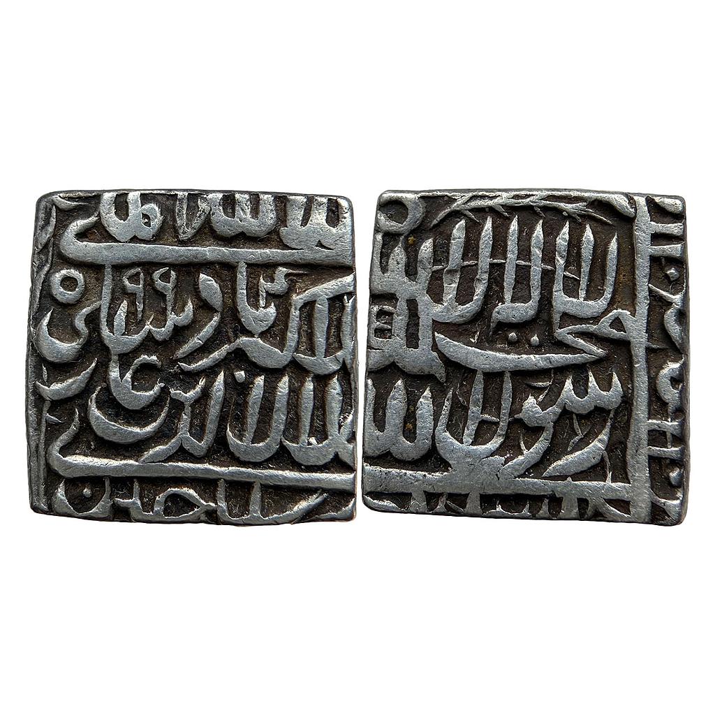 Mughal Akbar Ujjain Mint Kalima type Silver Square Rupee
