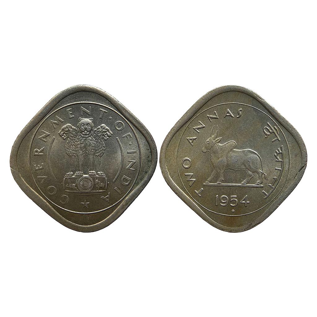 Republic India Bombay Mint 1954 AD Anna Series Cupro-Nickel 2 Annas