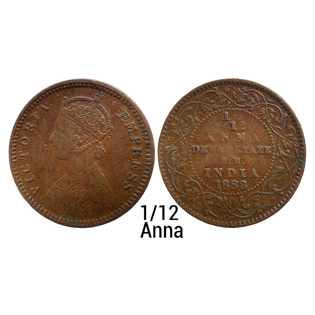 IPS Dewas State British Protectorate Junior Branch &amp; Senior Branch Narayan Rao 1888 AD Allote Mint Copper 1/12 Anna