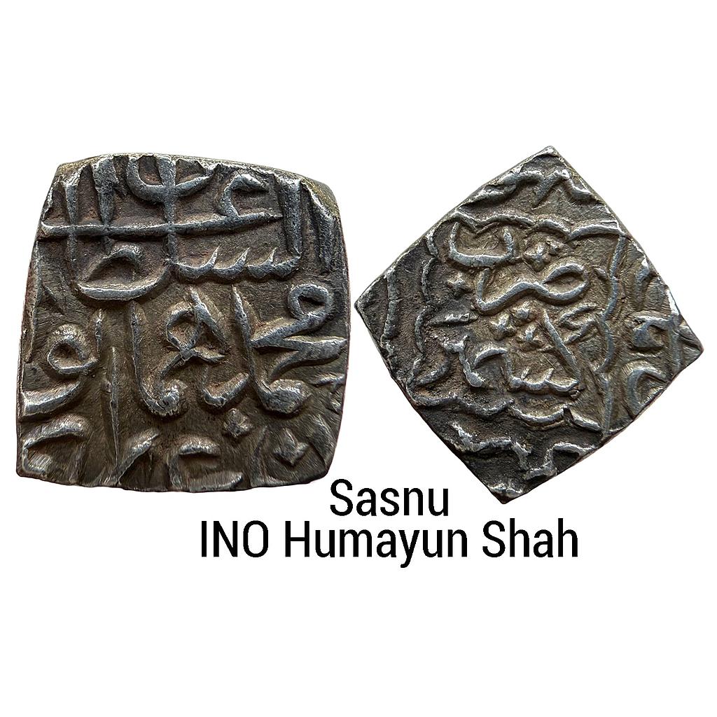 Kashmir Sultan Haidar Dughlat INO Mughal Emperor Humayun Kashmir Mint Silver Square Sasnu
