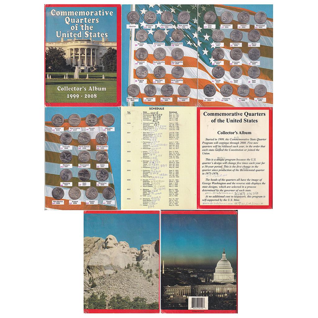 Commemorative Quarters of the United States Collector's Album 1999-2008 51 Pcs Copper-nickel
