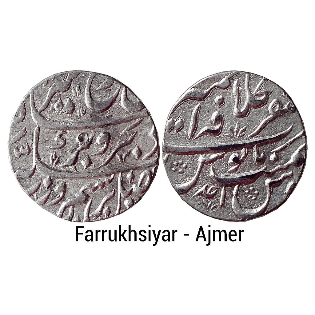 Mughal Farrukhsiyar Mustaqir ul-Khilafat Ajmer Mint Silver Rupee