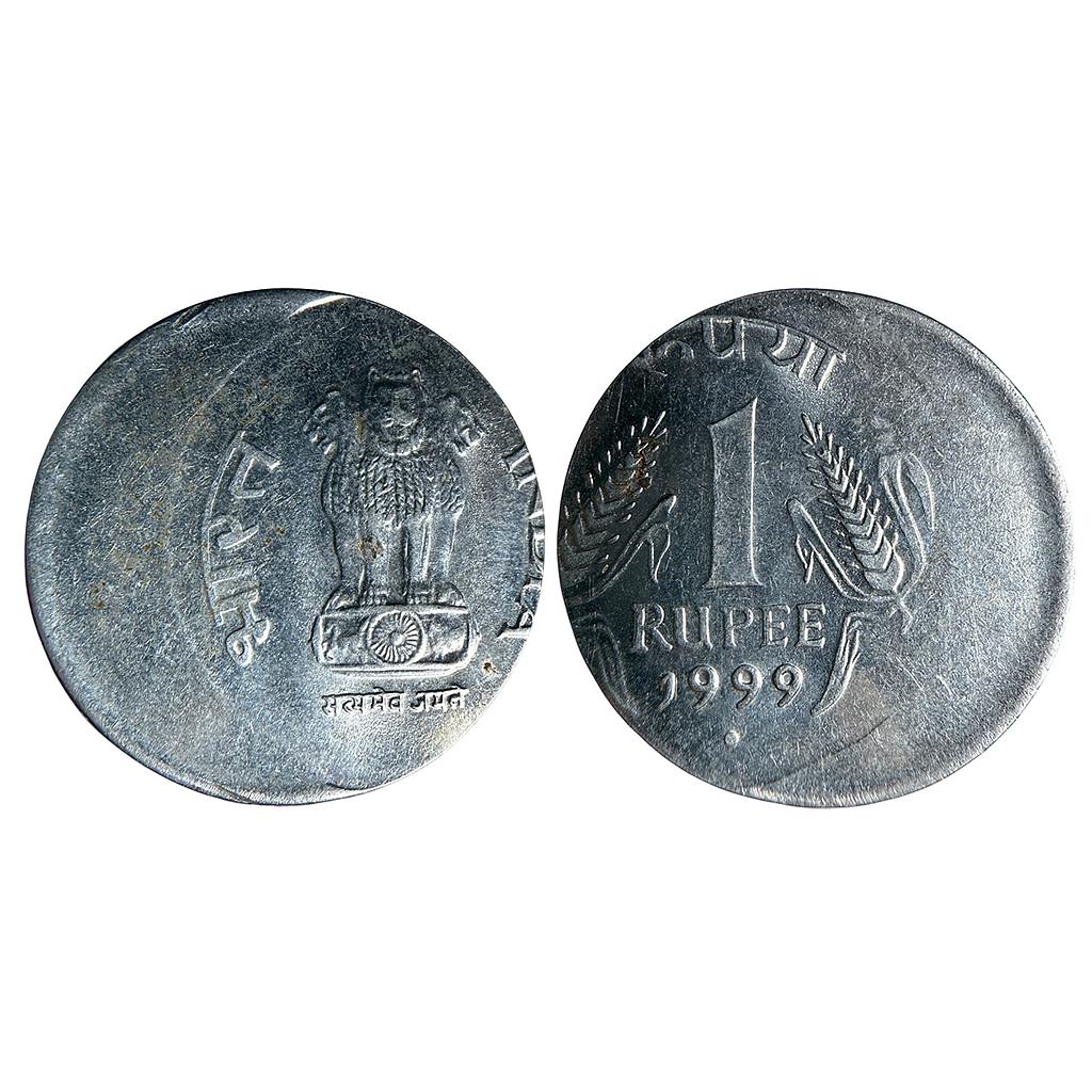 Republic India 1999 AD Noida Mint Error Side Diversion Stainless Steel 1 Rupee