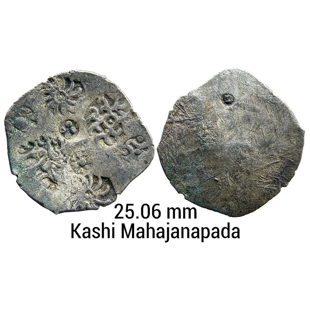Ancient Punch Marked Coinage Middle Ganga Valley Kashi Mahajanapada AABC Configuration archaic scyphate Silver Vimshatika