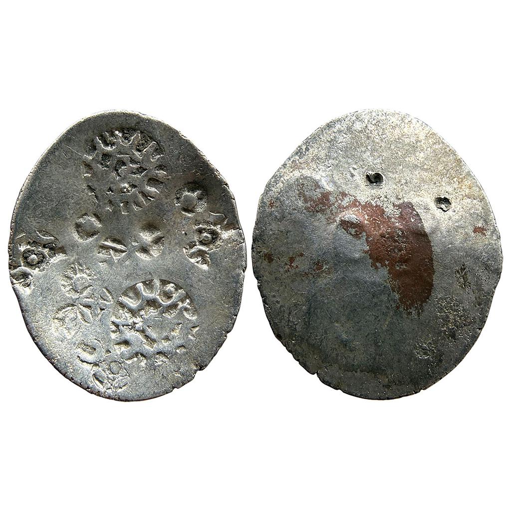 Ancient Punch Marked Coinage Middle Ganga Valley Kashi Mahajanapada AABC Configuration Archaic Scyphate Silver Vimshatika