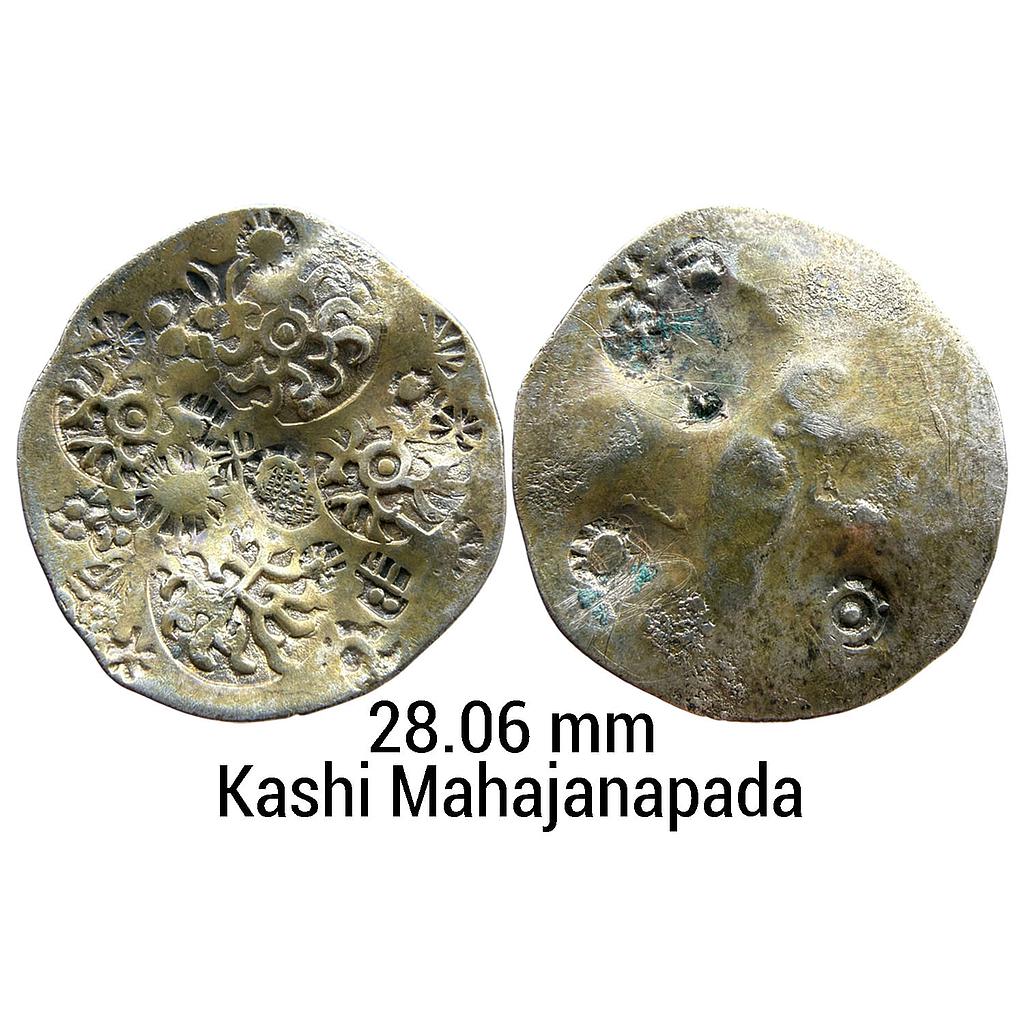 Ancient Punch Marked Coinage Middle Ganga Valley Kashi Mahajanapada AABC Configuration Archaic Scyphate Silver Vimshatika