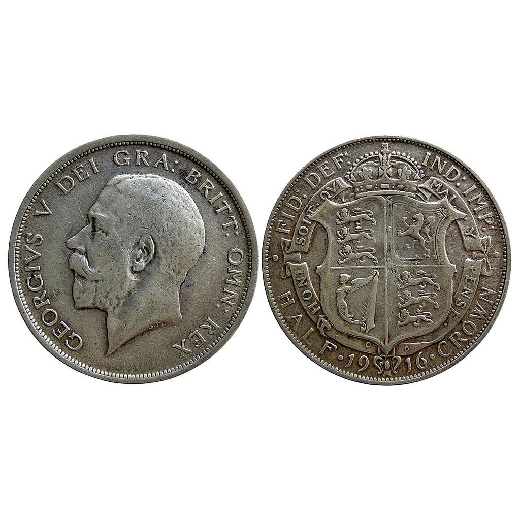 United Kingdom George V 1916 AD Royal Mint Silver (.925) 1/2 Crown
