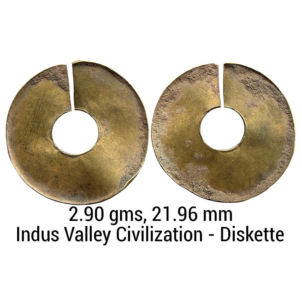 Ancient Indus Valley Civilization Gold (86.14%) Ornament-Diskette Shaped with a Hole at Center for Stringing