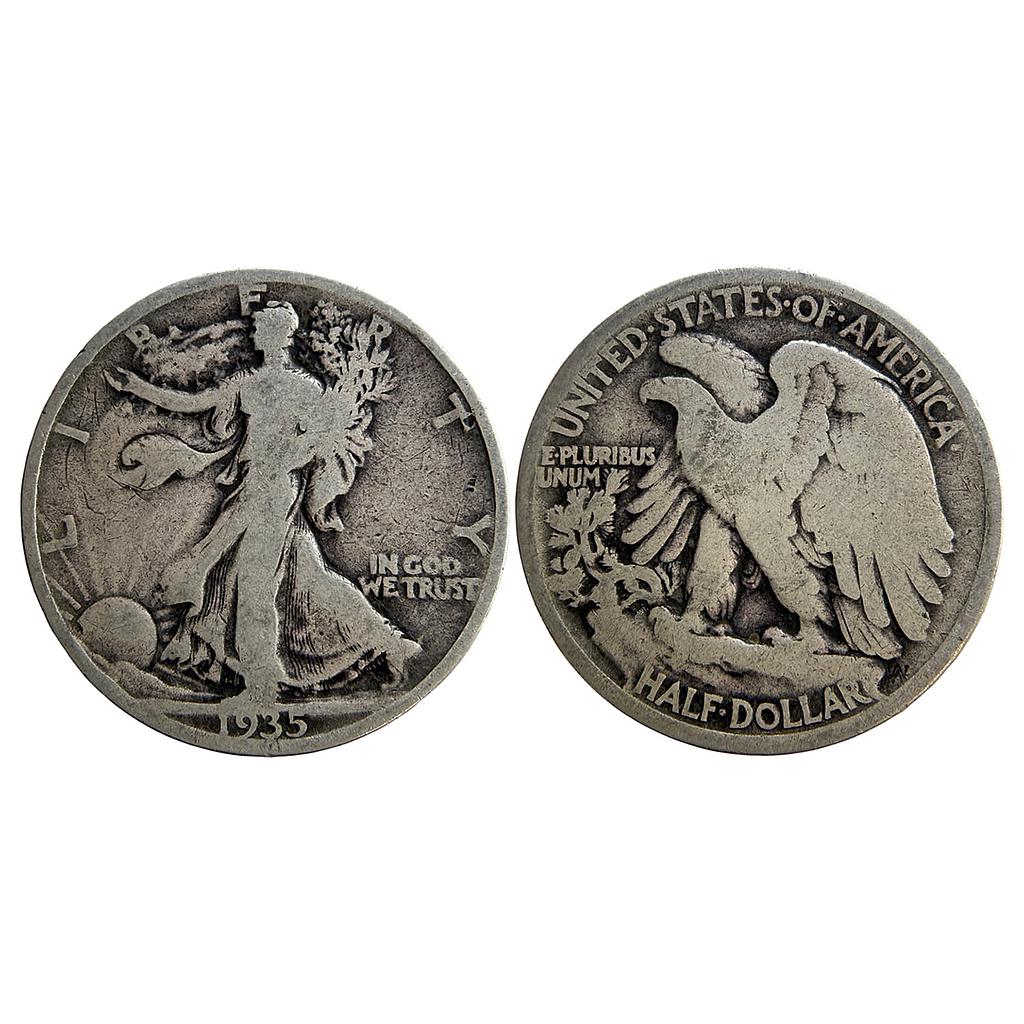 United States of America Walking Liberty Half Dollar 1935 AD Philadelphia Mint Silver (.900) 1/2 Dollar = 50 Cents
