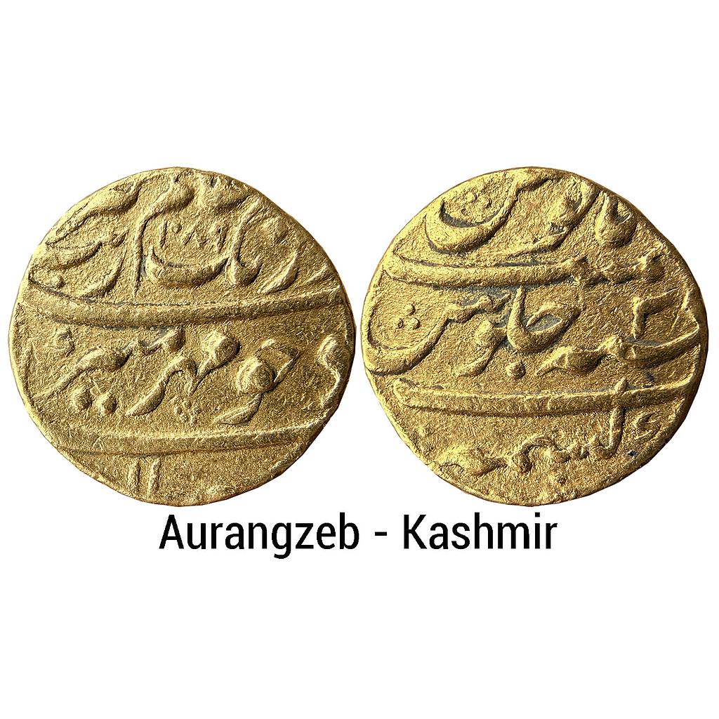 Mughal Aurangzeb Kashmir Mint Gold Mohur